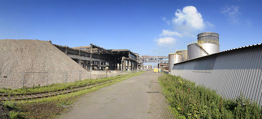 Image showing Industrial ruin and new factory