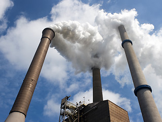 Image showing Three Smoke Stacks in perspective