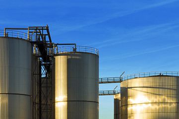 Image showing Stainless steel industrial Silos