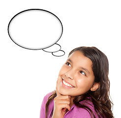 Image showing Hispanic Teen Aged Girl with Blank Thought Bubble