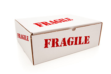 Image showing White Box with Fragile on Sides Isolated