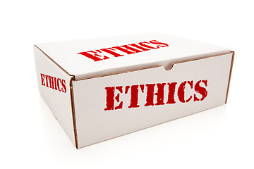 Image showing White Box with Ethics on Sides Isolated