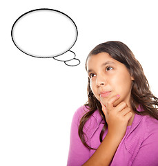 Image showing Hispanic Teen Aged Girl with Blank Thought Bubble