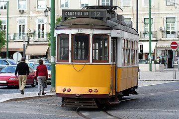 Image showing Yellow retro tramway