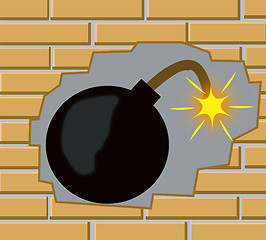 Image showing Bomb in wall from brick