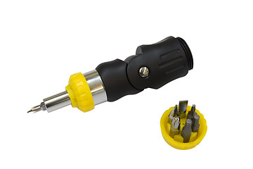 Image showing Screwdriver with set of nozzles