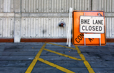 Image showing Bike lane closed