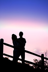 Image showing Kissing Couple Silhouette