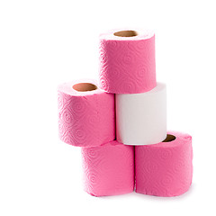 Image showing five toilet paper rolls