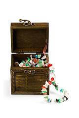 Image showing wooden box with fashion beads