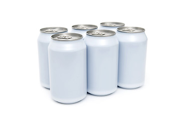 Image showing Six pack beverage cans high key