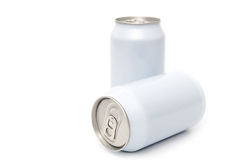 Image showing Two white beverage cans