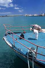 Image showing Rusty prow of a boat Port Louis harbour Mauritius Island