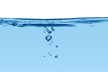 Image showing Blue water line with air bubbles