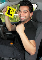 Image showing Happy male learner driver