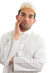 Image showing Arab man thinking