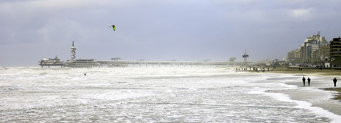 Image showing A stormy day at the beach