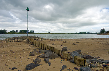 Image showing River Shore-line with beakon