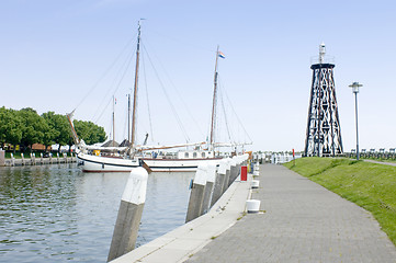 Image showing Manouvering inside Enkhuizen Harbor