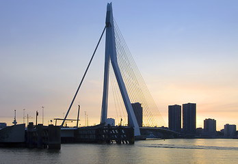 Image showing Erasmus Bridge at sunset