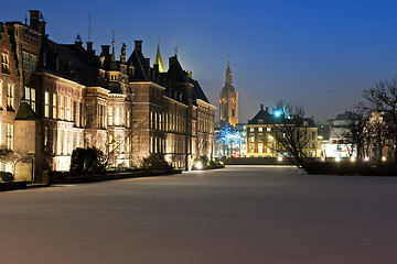 Image showing Binnenhof at night