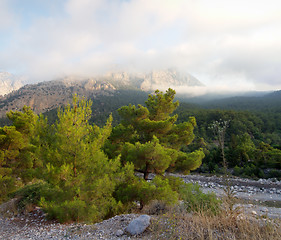 Image showing Mountain in the clouds