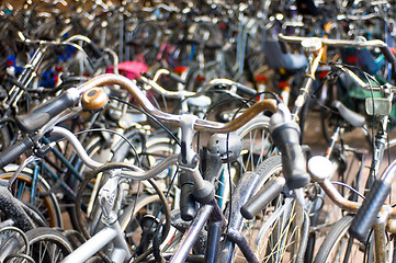 Image showing A sea of bicycles