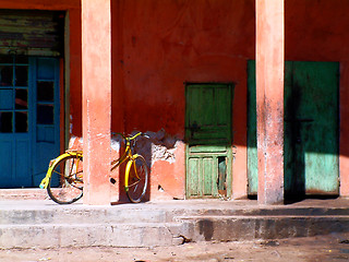 Image showing Old bike and primary faded colors