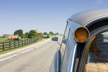 Image showing A classic french car in a typical Dutch landscape