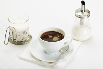 Image showing Espresso with milk and sugar