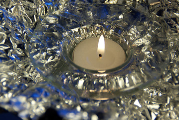 Image showing Burning Tea Light Candle