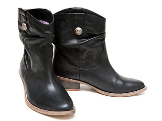 Image showing Black pair leather boots