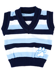 Image showing Baby sweater striped with blue strip