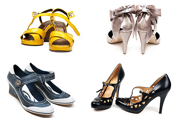 Image showing Collage from four pairs feminine loafers