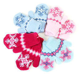 Image showing Baby knitted mittens with pattern