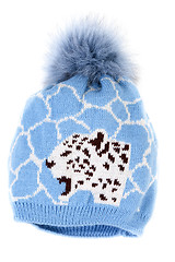 Image showing Blue knitted hat with pattern