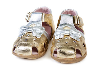 Image showing Golden baby sandals