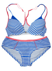 Image showing Striped swimsuit with blue line