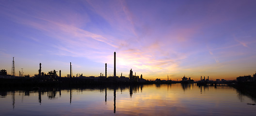 Image showing Oil Refinary at sunset