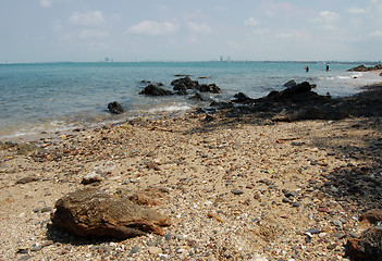 Image showing Rocks formed beach
