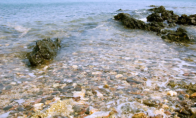 Image showing Beach with rocks underwater