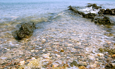 Image showing Beach with rocks underwater