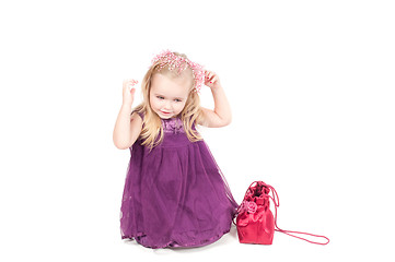 Image showing Studio shot of baby girl in gala dress