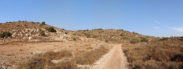 Image showing Mediterranean hill landscape with road