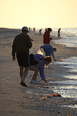 Image showing Early morning avid shell hunters