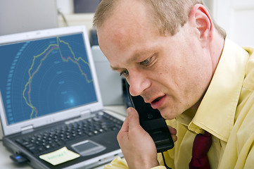 Image showing Serious business call