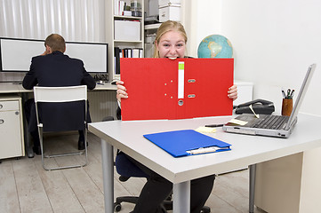 Image showing Businesswoman going insane