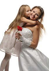 Image showing beautiful bride with little girl