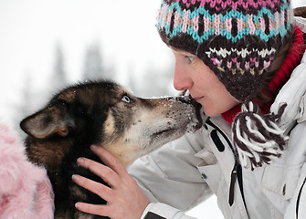 Image showing woman with husky dog