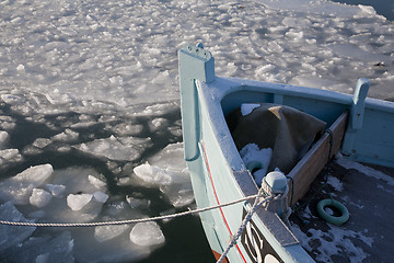 Image showing Fishing boat at winter